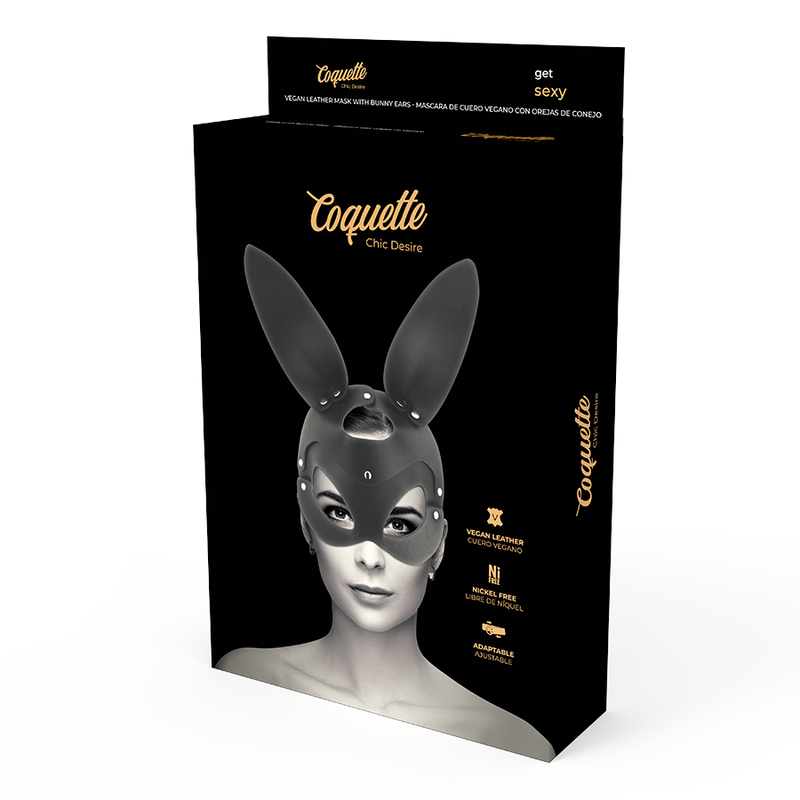 Coquette Chic Desire - Vegan Leather Mask With Bunny Ears - Image 4