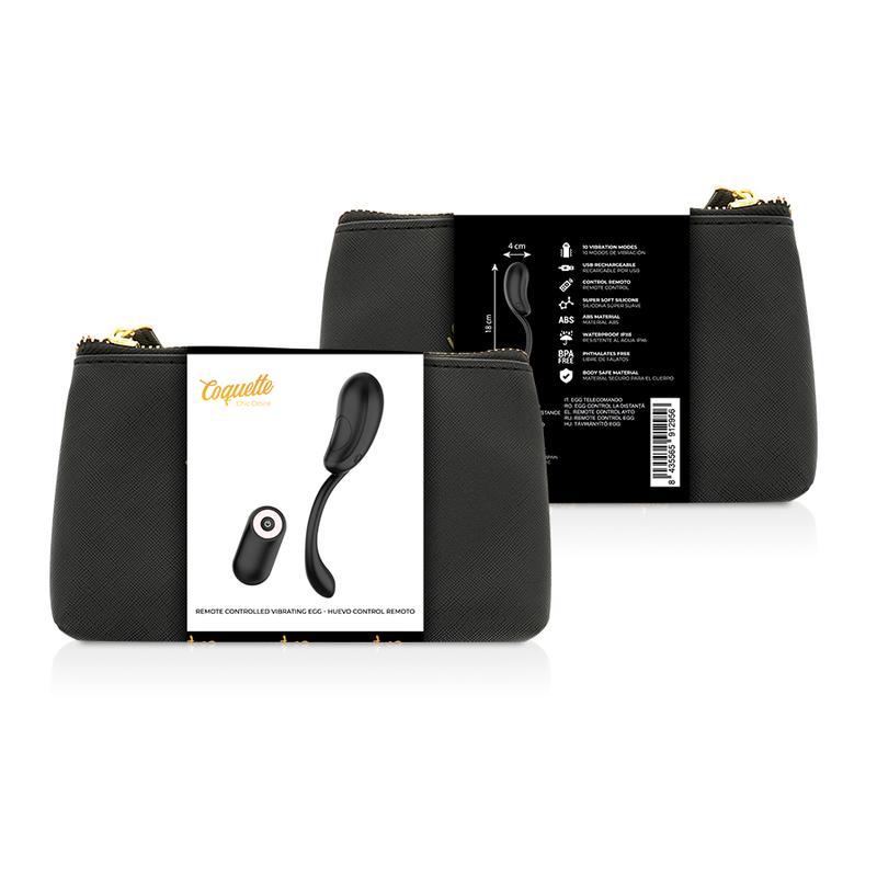 Coquette Chic Desire - Vibrating Egg Remote Control Rechargeable Black/ Gold - Image 3