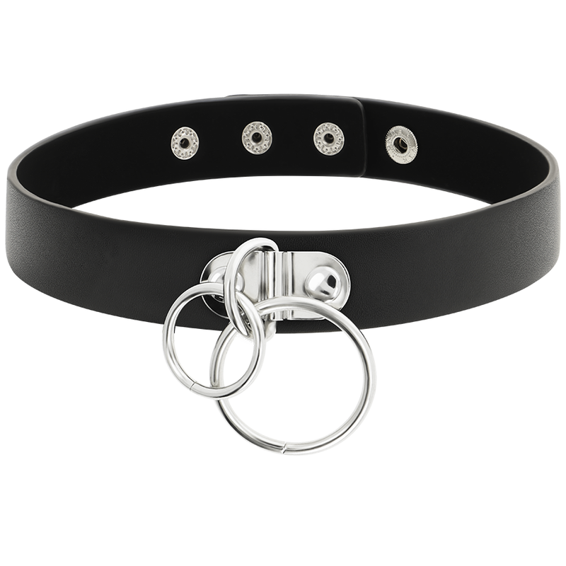 Coquette Chic Desire - Double Ring Vegan Leather Choker - Image 2