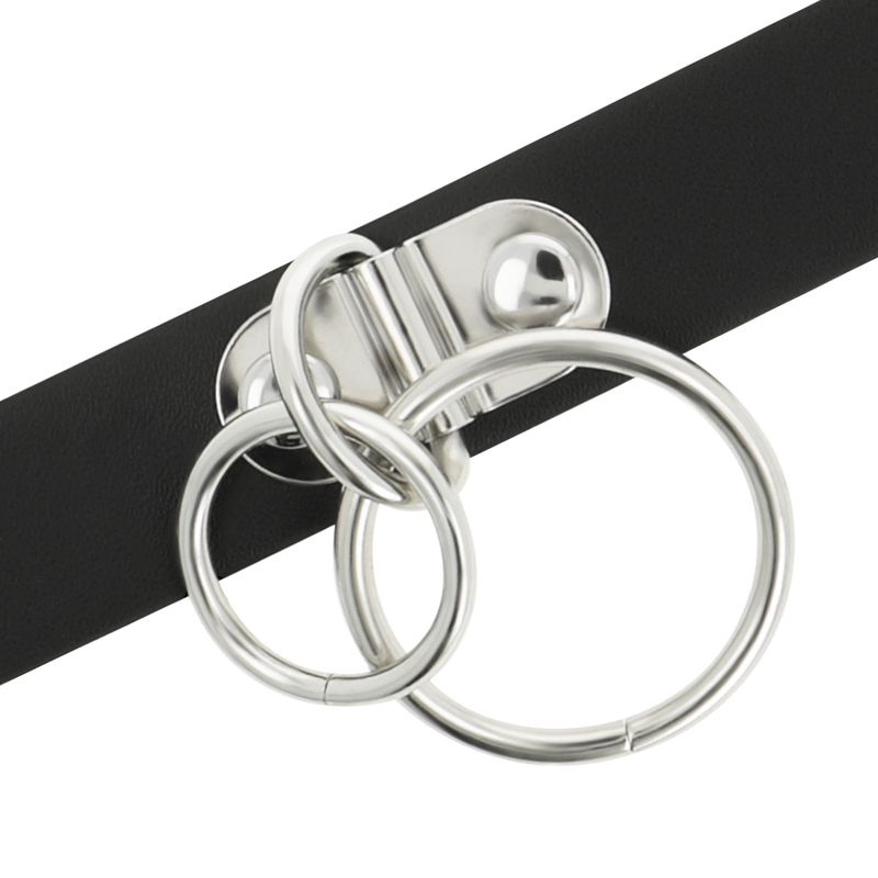 Coquette Chic Desire - Double Ring Vegan Leather Choker - Image 3