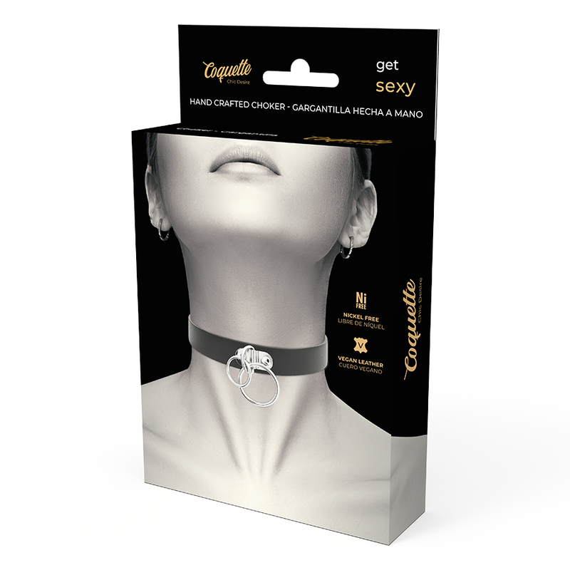 Coquette Chic Desire - Double Ring Vegan Leather Choker - Image 4