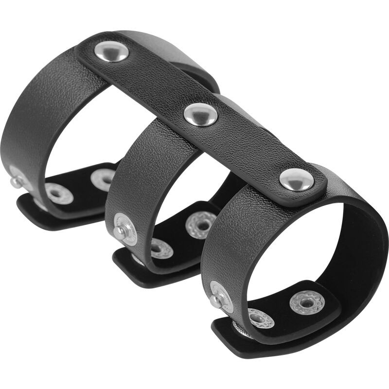 Darkness - Adjustable Leather Double Penis And Testicle Ring - Image 2