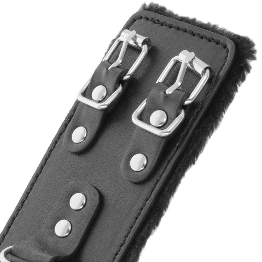Darkness - Menottes Ajustables En Cuir Noir Avec Doublure - Image 3