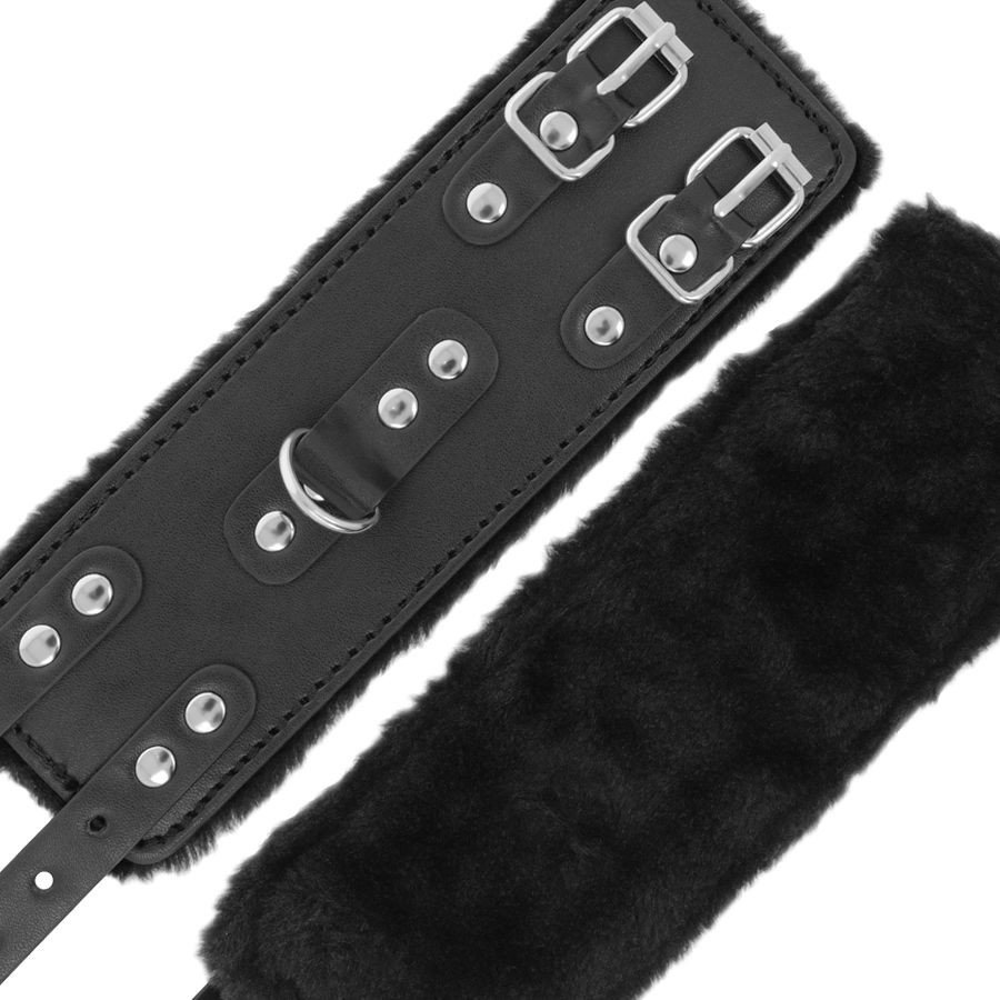Darkness - Menottes Ajustables En Cuir Noir Avec Doublure - Image 4