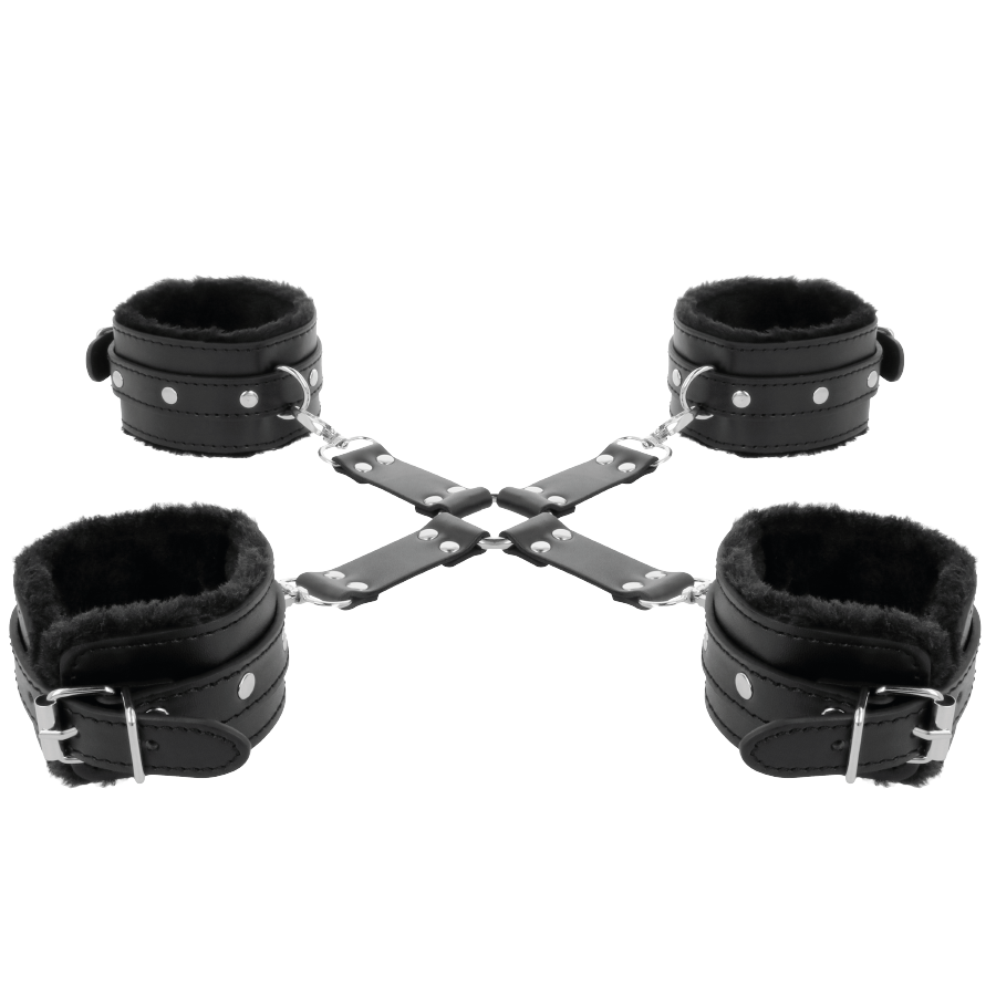 Darkness - Menottes En Cuir Pour Pieds Et Mains Noir - Image 4