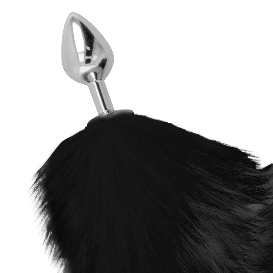 Darkness - Plug Anal Argent 8 Cm Avec Queue Noire - Image 2