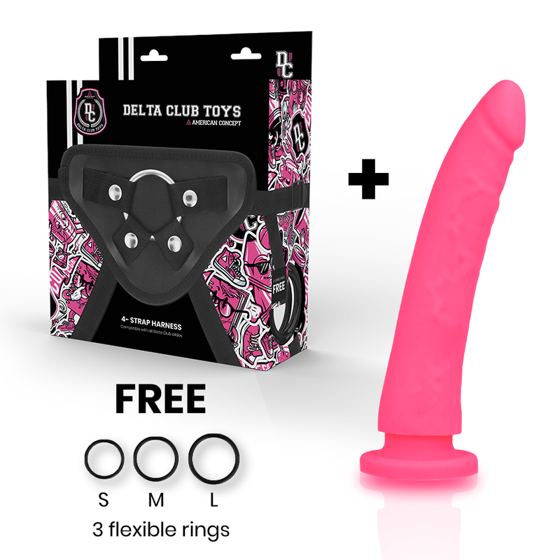 Delta Club - Toys Harnais + Dong Silicone Rose 17 Cm -O- 3 Cm - Image 2