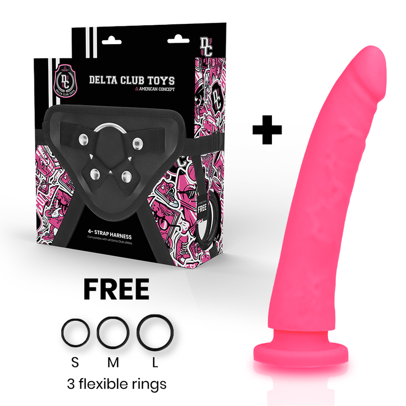 Delta Club - Toys Harnais + Dong Silicone Rose 20 Cm -O- 4 Cm - Image 2