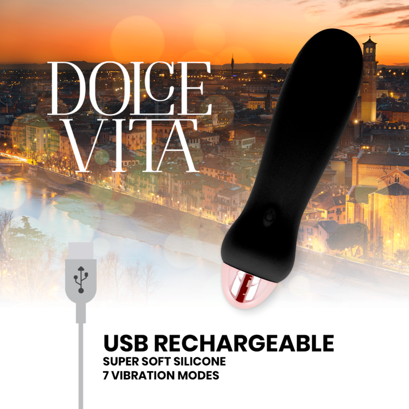 Dolce Vita - Vibrateur Rechargeable Cinq Noir 7 Vitesses - Image 3