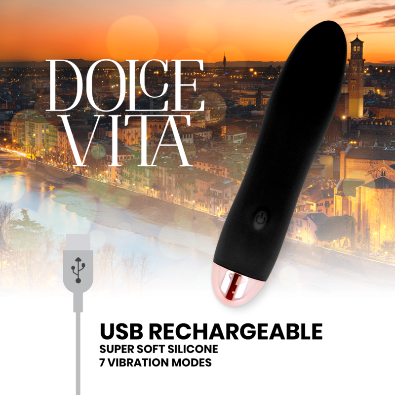Dolce Vita - Vibrateur Rechargeable Quatre Noir 7 Vitesses - Image 3