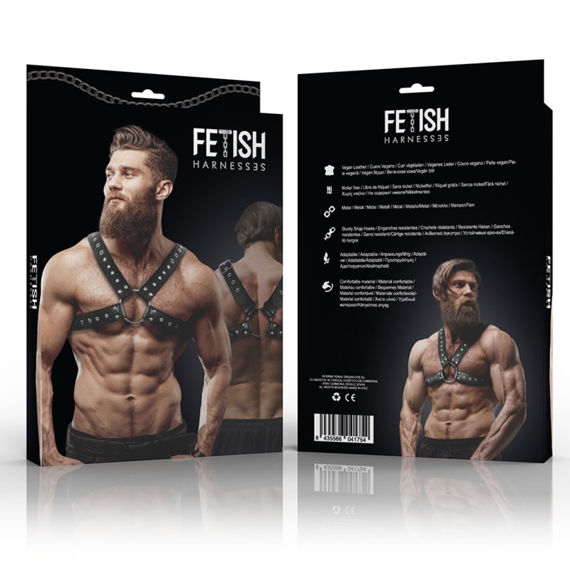 Fetish Submissive Attitude - Harnais De Poitrine Croisé En Éco-Cuir Pour Hommes Avec Clous - Image 4
