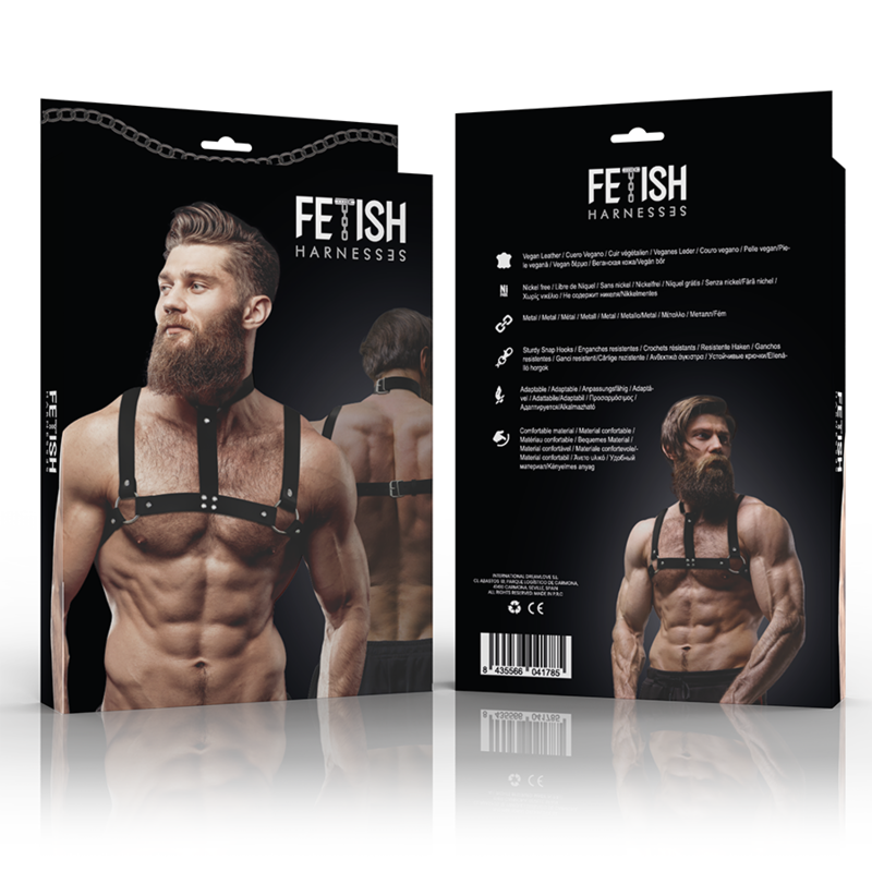 Fetish Submissive Attitude - Harnais De Poitrine Réglable En Éco-Cuir Avec Collier Pour Hommes - Image 4