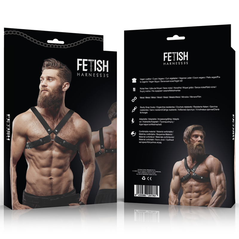 Fetish Submissive Attitude - Harnais De Poitrine Réglable En Éco-Cuir Pour Hommes Avec Croix Bulldog - Image 4