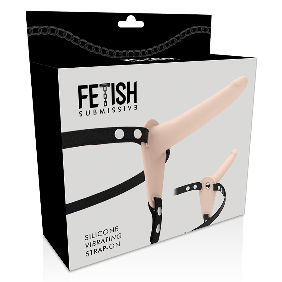 FETISH SUBMISSIVE HARNESS - FLESH SILICONE VIBRATOR 15 CM - Image 3