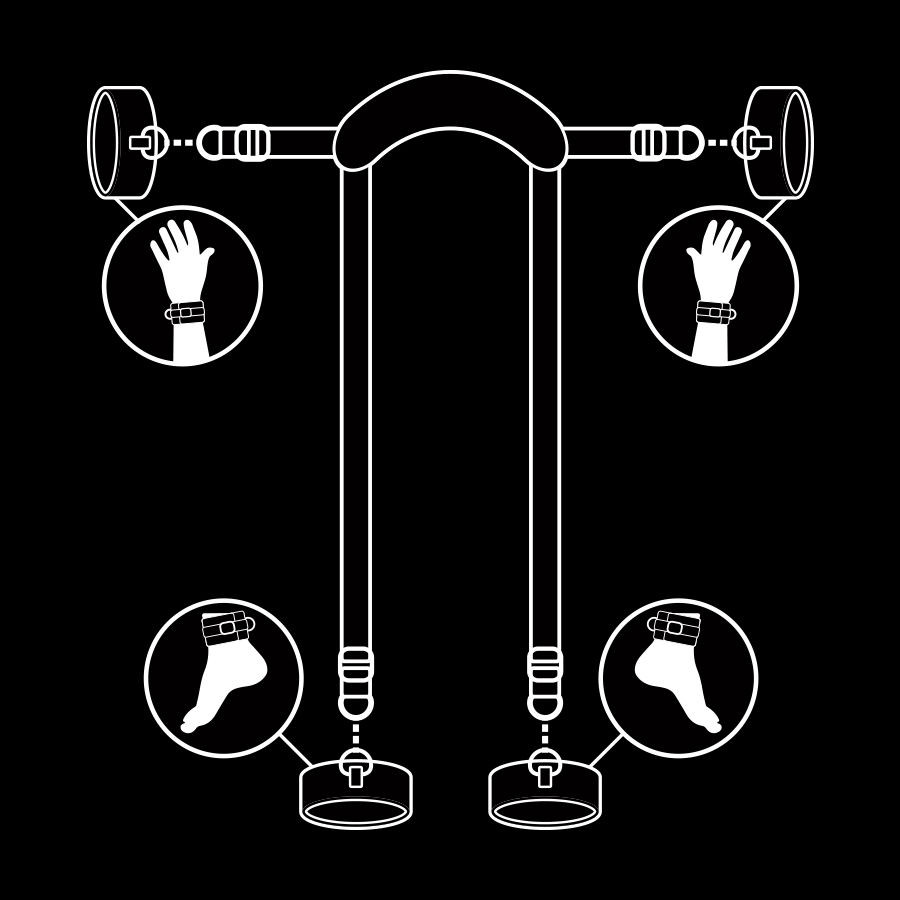 Fetish Submissive - Meester Positie Met 4 Dubbele Neopreen Handboeien - Image 3