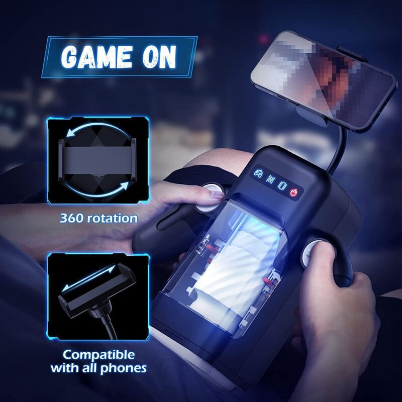 Game Cup - Masturbateur Met Vibratie En Verwarmfunctie En Mobiele Steun - Zwart - Image 4
