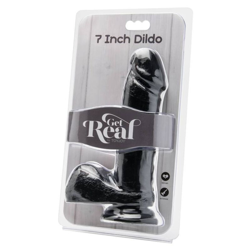 Get Real - Dildo 18 Cm With Balls Black - Image 2