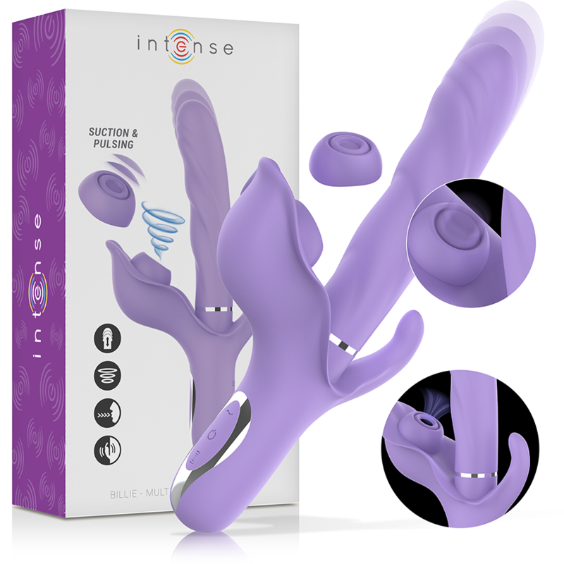 Intense - Billie Vibrateur À Aspiration Rechargeable Multifonctionnel Avec Bouton Poussoir Violet - Image 2