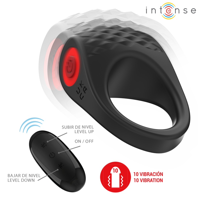 Intense - Clover Vibrateur Anneau Pénis 10 Vibrations Noir - Image 3