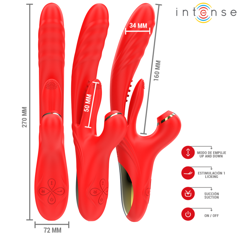 Intense - Karol Vibrateur Multifonction Poussée  Stimulation  Ondes Stimulantes Rouge - Image 2