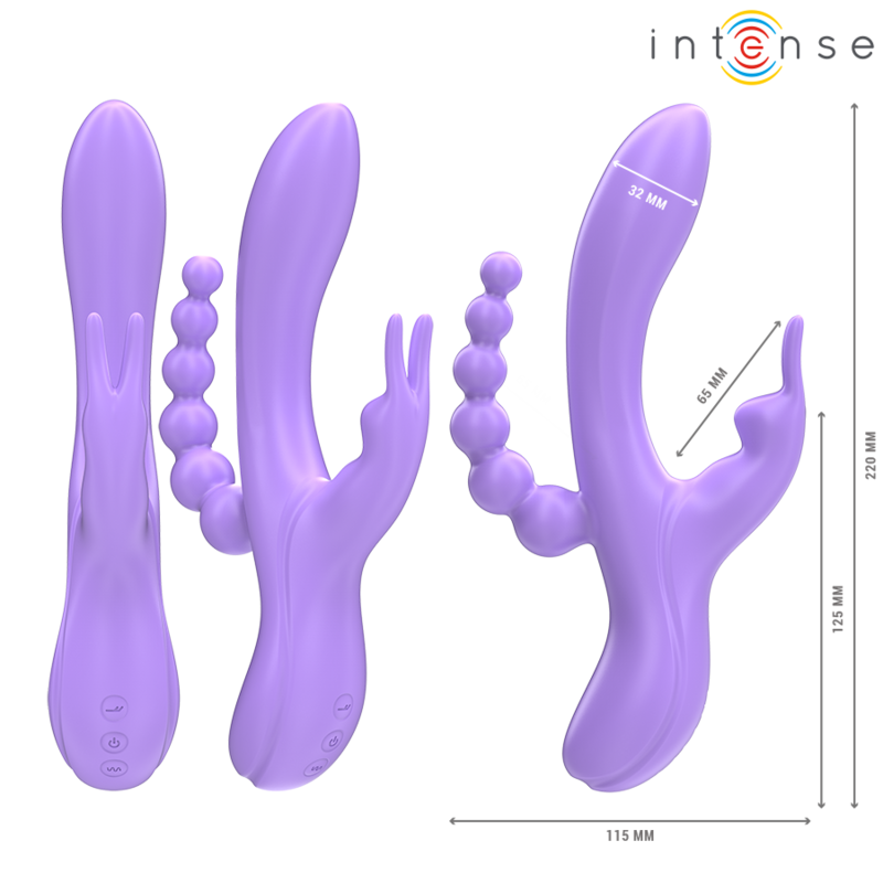 INTENSE - MIKO TRIPLE VIBRATOR RABBIT & STIMULATOR & ANAL 7 VIBRATIONS PURPLE - Image 2