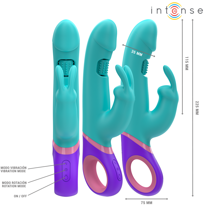 Intense - Monica Vibrateur Rabbit Avec Stimulateur De Point G Rotatif Bleu - Image 2