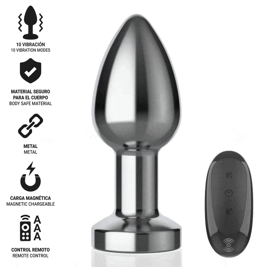 Intense - Plug Anal 10 Vibrations Métal Avec Télécommande M - Image 2