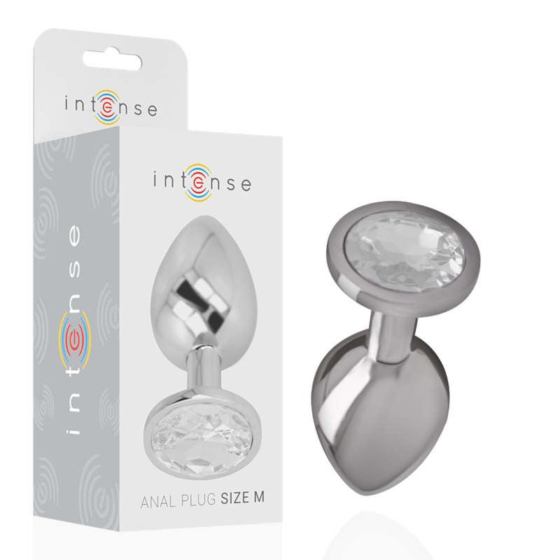 Intense - Plug Anal En Métal Aluminium Avec Cristal Dargent Taille M - Image 2