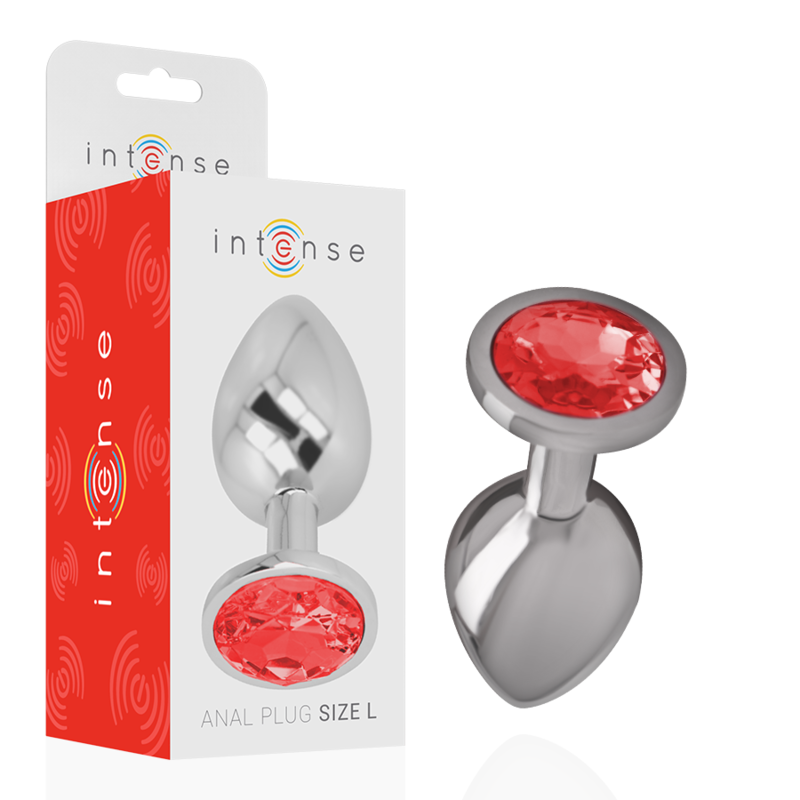 INTENSE - PLUG ANAL EN MÉTAL ALUMINIUM AVEC CRISTAL ROUGE TAILLE L - Image 2