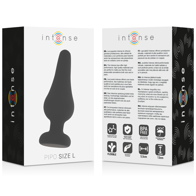 Intense - Plug Anal Pipo L Silicone Noir 13 Cm - Image 3