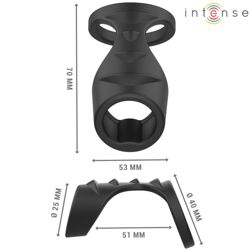 Intense - Theo Anneau Pénis Double Silicone Noir Modèle 3 - Image 3