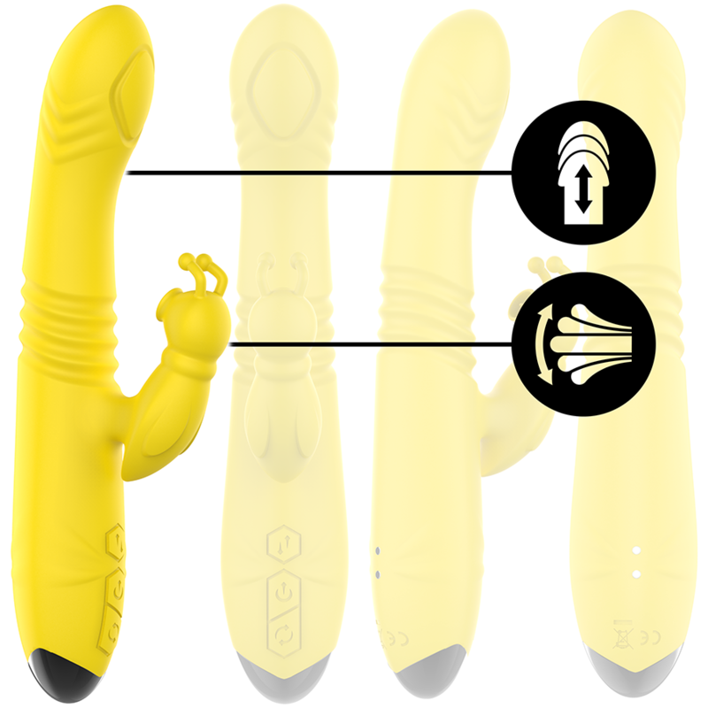 Intense - Vibrateur Multifonction Toky Up & Down Avec Stimulateur Clitoral Jaune - Image 3