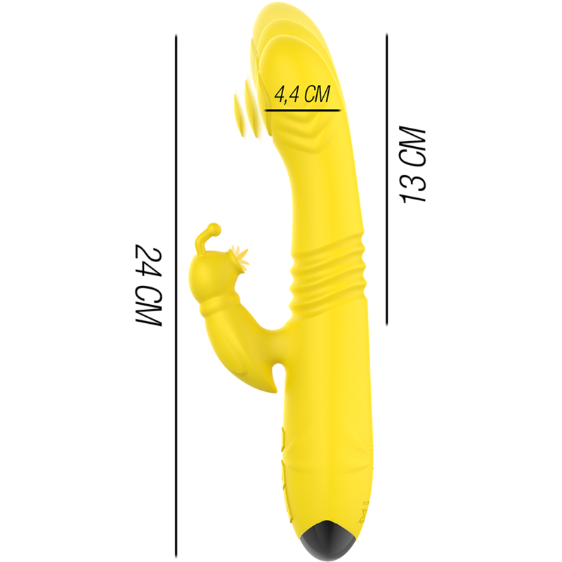 Intense - Vibrateur Multifonction Toky Up & Down Avec Stimulateur Clitoral Jaune - Image 4
