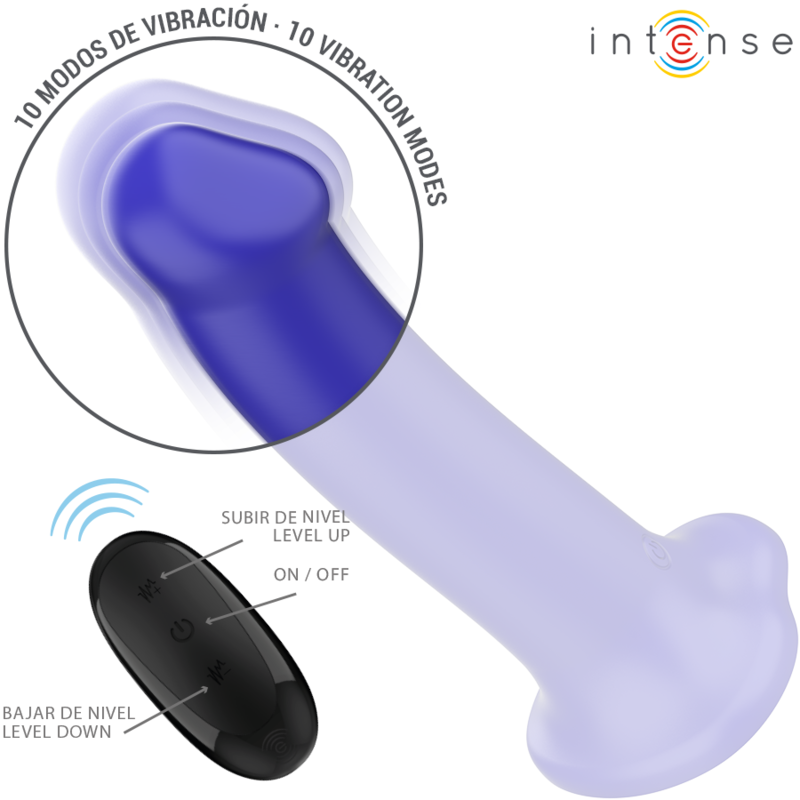 INTENSE - VICTORIA VIBRATOR MET ZUIGER 10 VIBRATIES DONKERBLAUW AFSTANDSBEDIENING - Image 3