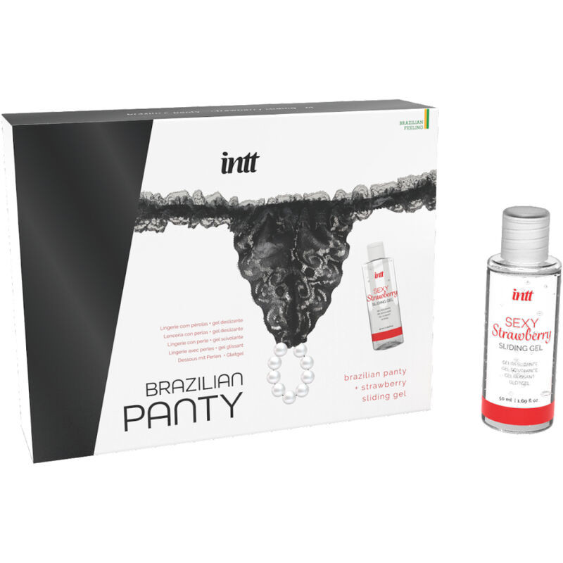 INTT RELEASES - BRAZILIAN BLACK PANTY WITH PEARLS AND LUBRICANT GEL 50 ML - Image 2