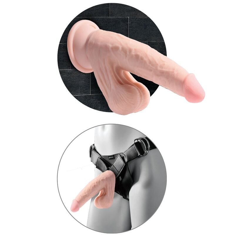 KING COCK - 3D PLUS BALLEN DILDO 24.5 CM LICHTE HUID - Image 4