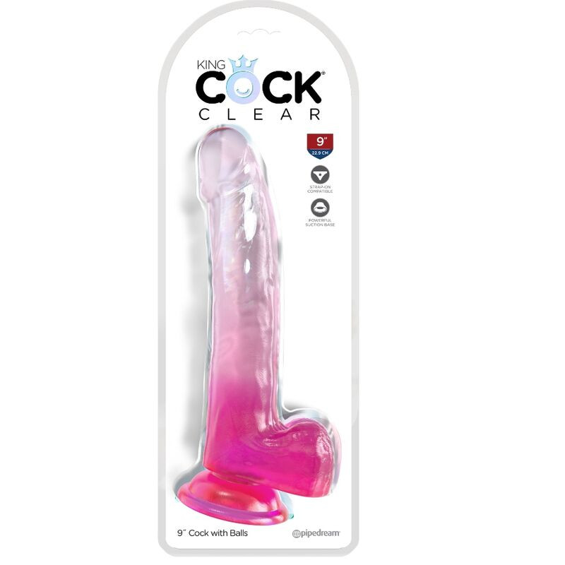KING COCK - CLEAR DILDO WITH TESTICLES 20.3 CM PINK - Image 2