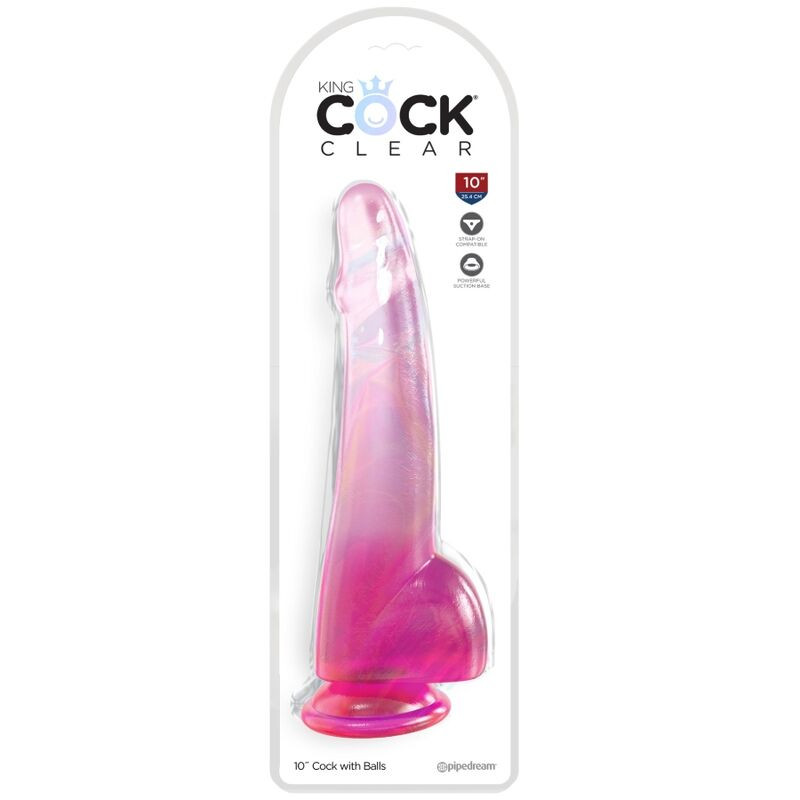 King Cock - Clear Gode  Testicules 19 Cm Rose - Image 2