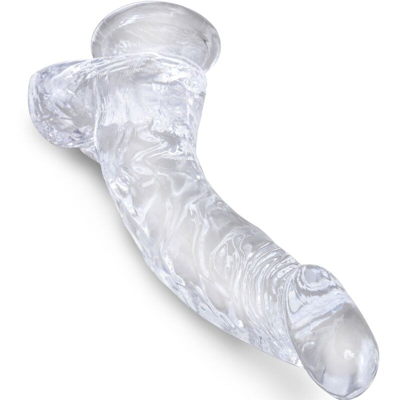 King Cock - Clear Realistic Curved Penis With Balls 16.5 Cm Transparent - Image 2