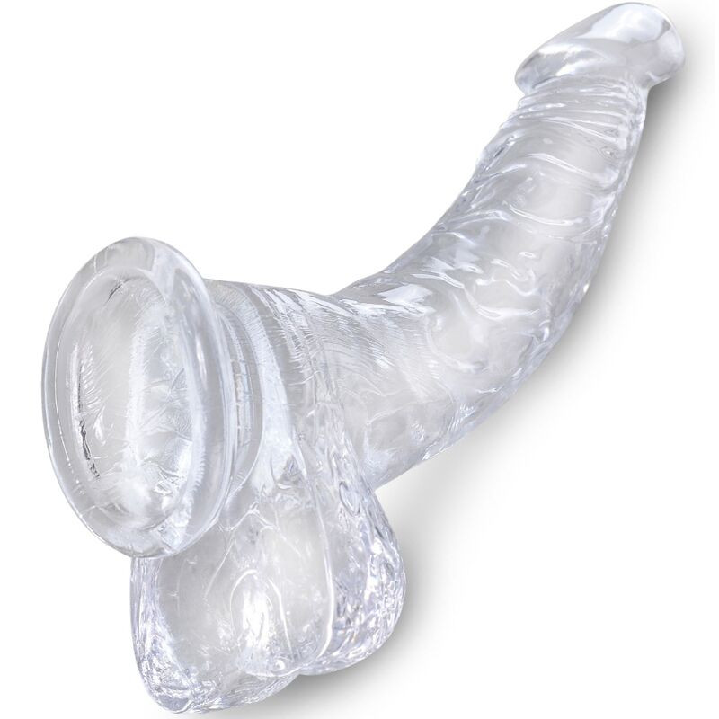 King Cock - Clear Realistic Curved Penis With Balls 16.5 Cm Transparent - Image 3