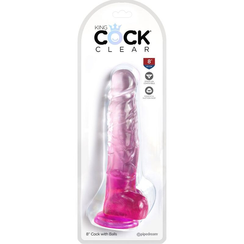 King Cock - Clear Realistic Penis With Balls 16.5 Cm Pink - Image 2