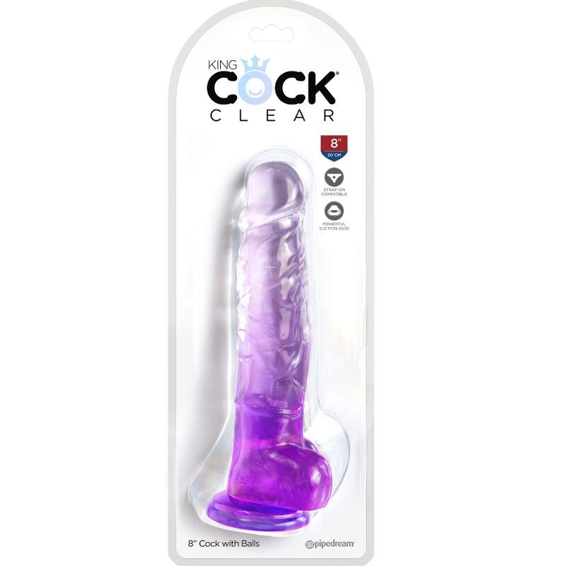 King Cock - Clear Realistic Penis With Balls 16.5 Cm Purple - Image 2