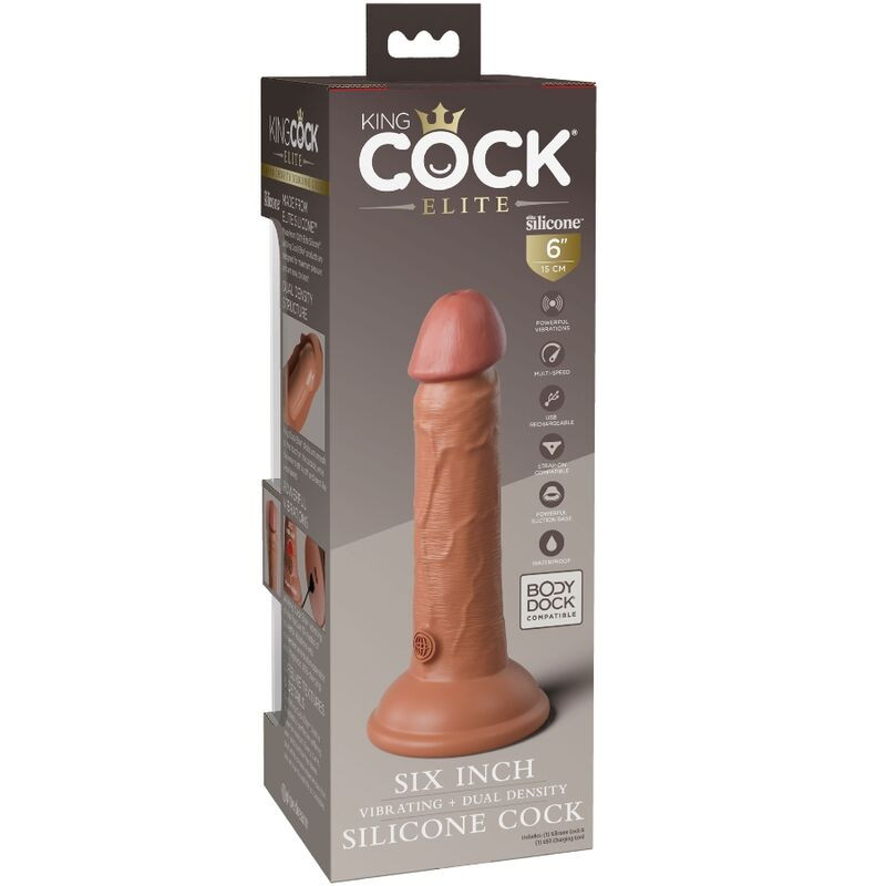 King Cock - Elite Realistic Dildo Vibrating & Silicone 15.2 Cm Caramel - Image 5