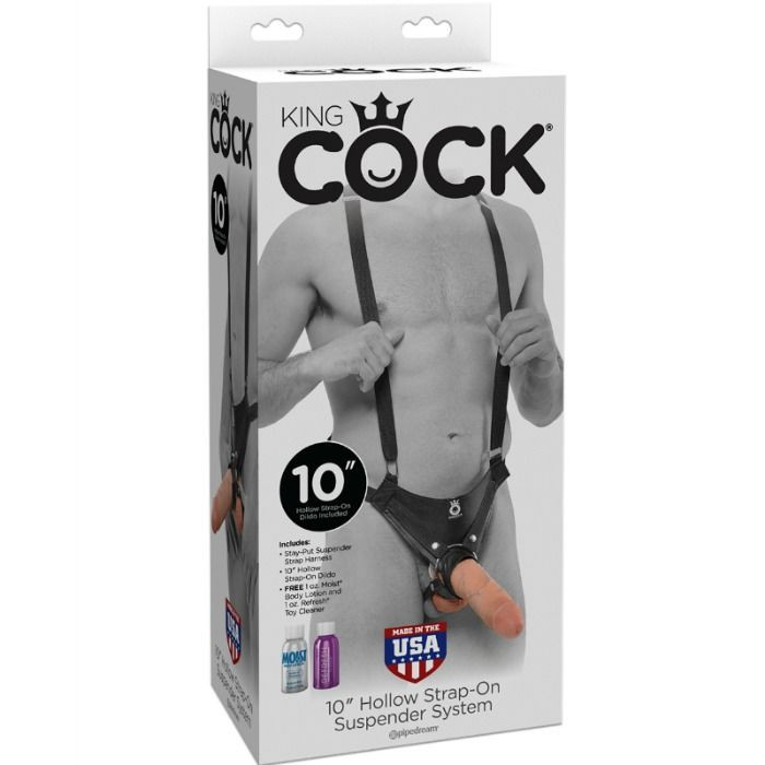 KING COCK - STRAP-ON WITH HOLLOW DILDO 25.5 CM AND BLACK STRAPS - Image 2