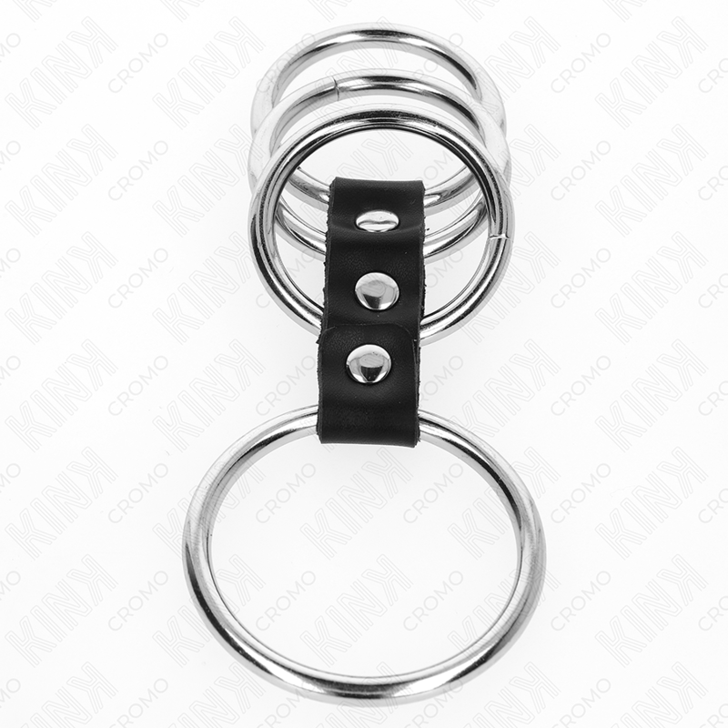KINK - 4 ANNEAUX PÉNIS EN MÉTAL DE 3,7 CM À 5 CM CONNECTÉS PAR DU CUIR - Image 3