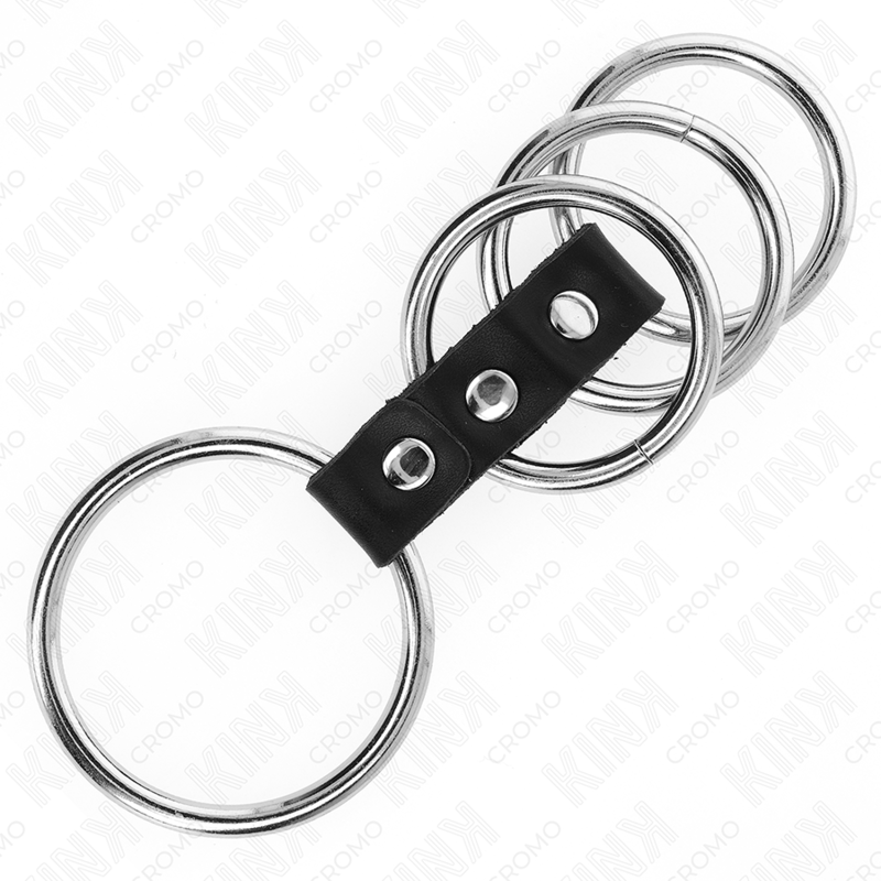 KINK - 4 ANNEAUX PÉNIS EN MÉTAL DE 3,7 CM À 5 CM CONNECTÉS PAR DU CUIR - Image 4