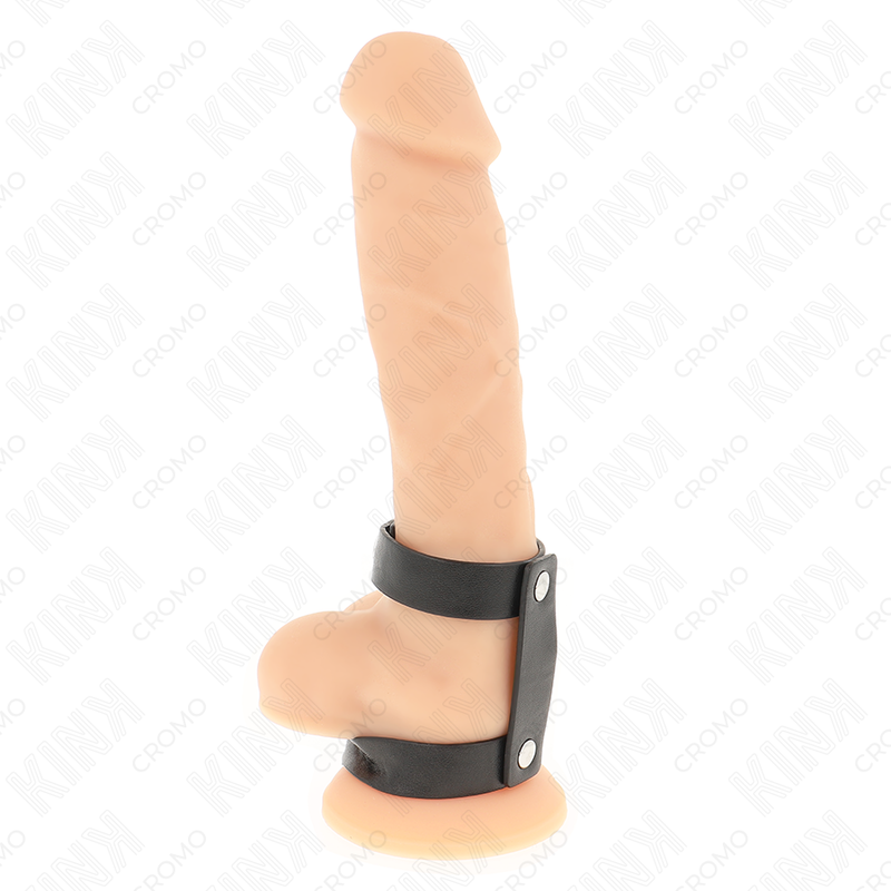 Kink - Anneau Pénis Double En Cuir Réglable - Image 2