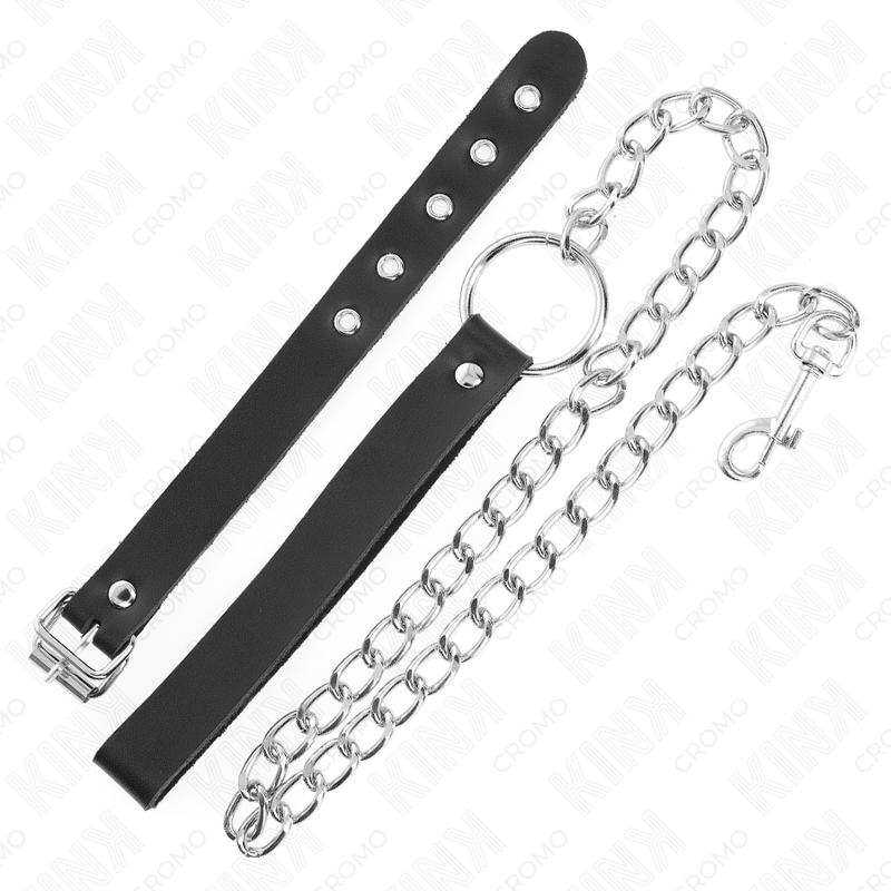 Kink - Anneau Pénis En Cuir Avec Sangle 21,5 X 2 Cm Et Chaîne En Métal 60 Cm - Image 3