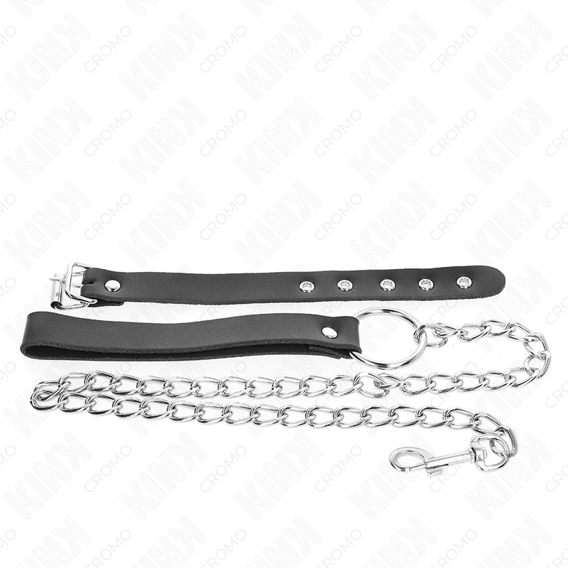 Kink - Anneau Pénis En Cuir Avec Sangle 21,5 X 2 Cm Et Chaîne En Métal 60 Cm - Image 4