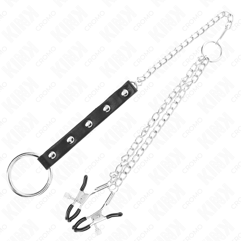 Kink - Anneau Pénis En Métal Avec Chaîne Et Pinces À Mamelon Réglables - Image 4